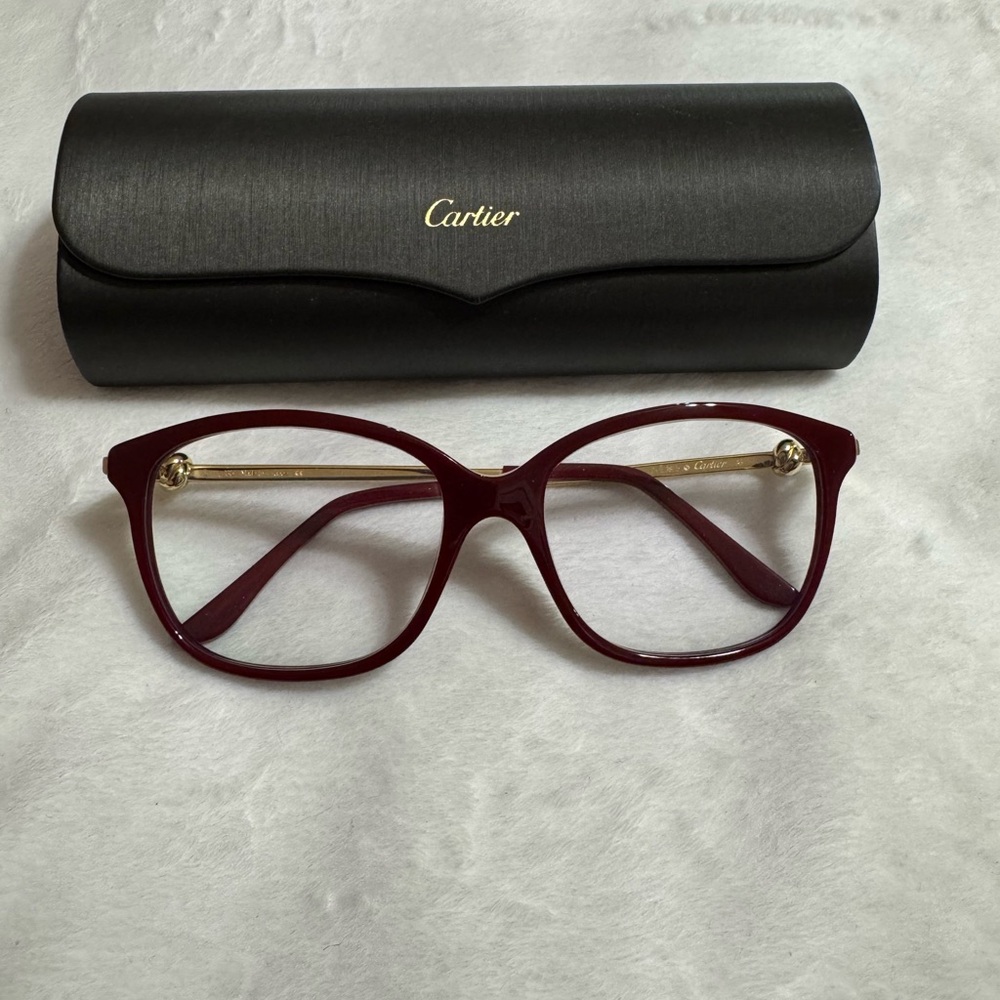 Cartier Women's Glasses - Burgundy and Gold